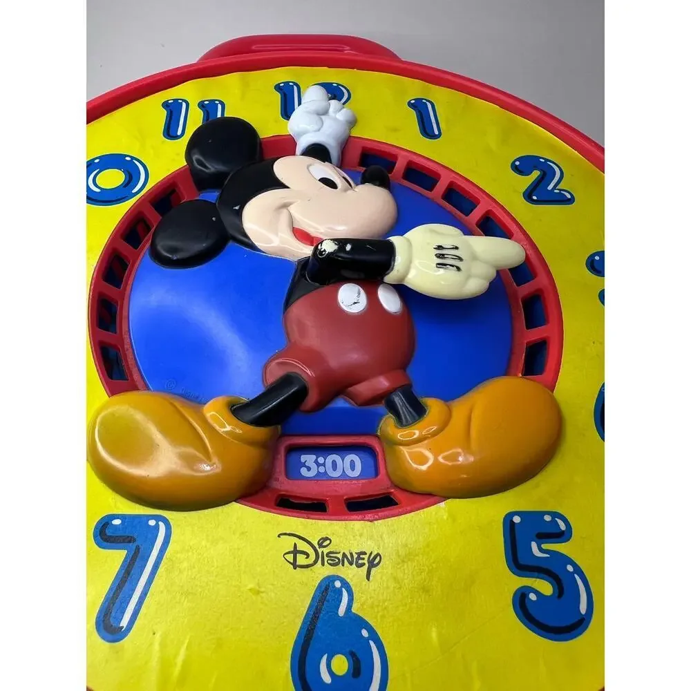 Disney Mickey Mouse Vintage Mattel Chatter Clock with Pull String WORKING 1981